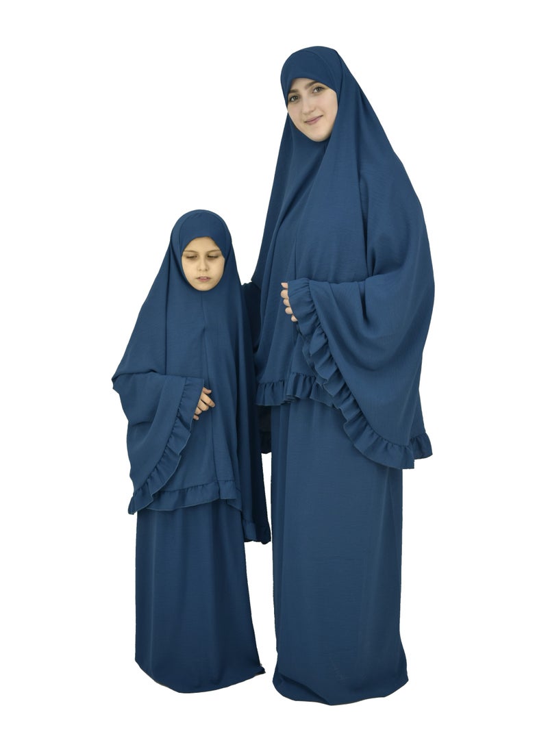  داماس كولكشن طقم صلاة للاطفال اوالامهات حجاب وتنورة - طقم ملابس الصلاة للبنات والامهات - اسدال  صلاة - لبس صلاة - لباس الصلاة - Image 1